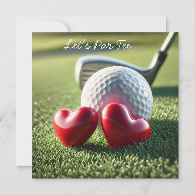 Golf WEDING mit Golfball auf grüne Einladung (Vorderseite)