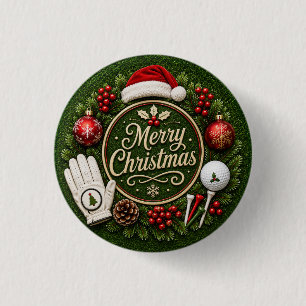 Golf-Weihnachten auf grünem Gras Button