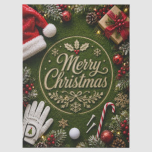 Golf-Weihnachten auf grünem Gras Seidenpapier
