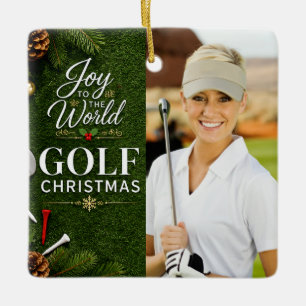 Golf-Weihnachten Erstelle dein eigenes Foto-Golfer Keramikornament