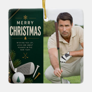 Golf Weihnachten Erstelle dein eigenes Foto-Golfer Keramikornament