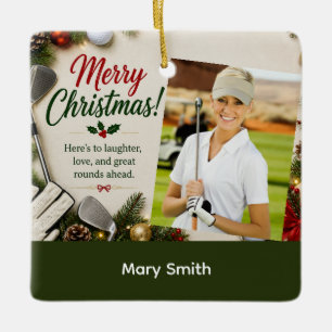 Golf Weihnachten Erstelle dein eigenes Foto-Golfer Keramikornament