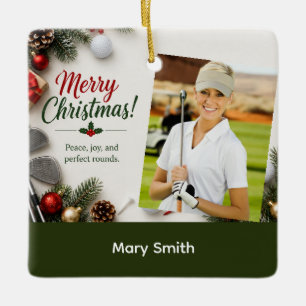 Golf Weihnachten Erstelle dein eigenes Foto-Golfer Keramikornament