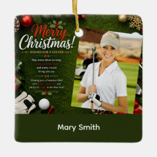 Golf Weihnachten Erstelle dein eigenes Foto Golfer Keramikornament