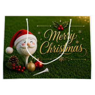 Golf-Weihnachten Golfball mit Santa-Hut Große Geschenktüte