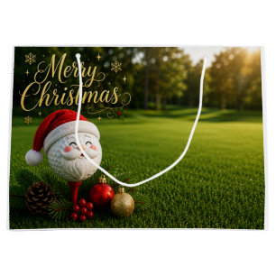 Golf-Weihnachten Golfball mit Santa-Hut Große Geschenktüte