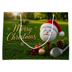 Golf-Weihnachten Golfball mit Weihnachtsmann-Hut Große Geschenktüte