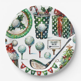 Golf Weihnachten im Juli für Golfer mit Golfball Pappteller