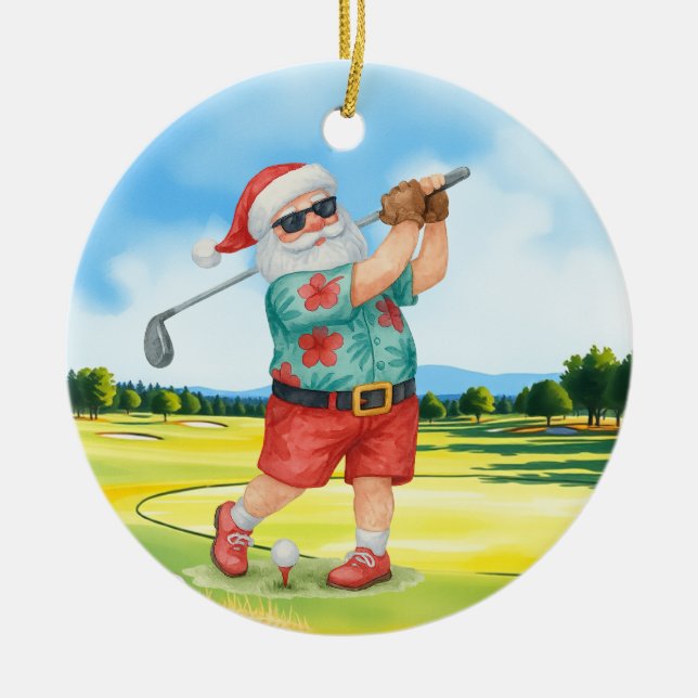 Golf Weihnachten im Juli mit dem Weihnachtsmann Go Keramik Ornament (Vorne)