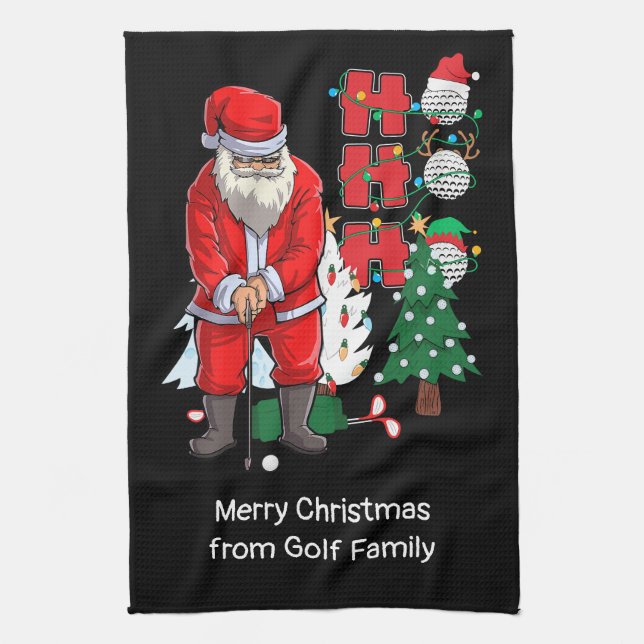 Golf Weihnachten mit dem Weihnachtsklub Geschirrtuch (Vertikal)