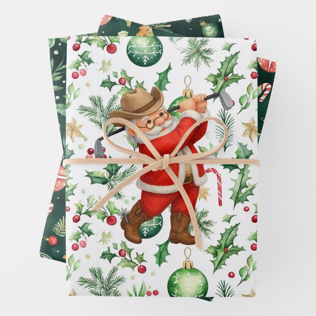 Golf Weihnachten mit dem Weihnachtsklub in Texas Geschenkpapier Set (Beispiel)