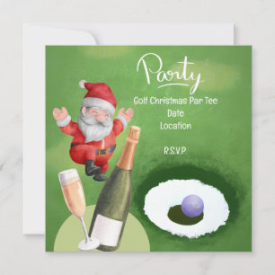 Golf Weihnachten mit dem Weihnachtsmann auf grünem Einladung