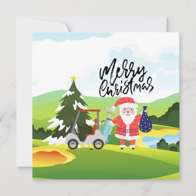 Golf Weihnachten mit dem Weihnachtsmann für Golfer (Vorderseite)