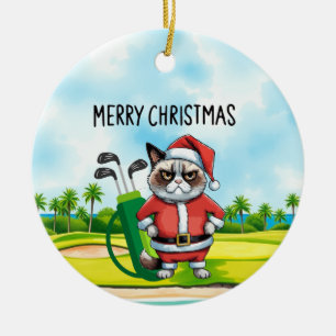 Golf Weihnachten mit dem Weihnachtsmann Golfer Keramik Ornament