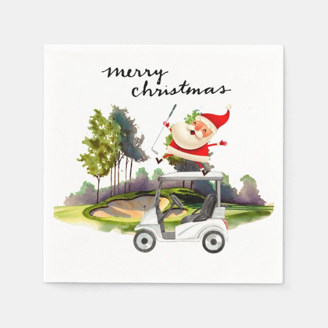 Golf Weihnachten mit dem Weihnachtsmann Golfer Serviette (Vorderseite)