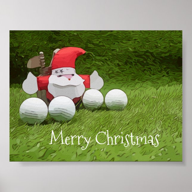 Golf Weihnachten mit dem Weihnachtsmann und Golfbä Poster (Vorne)