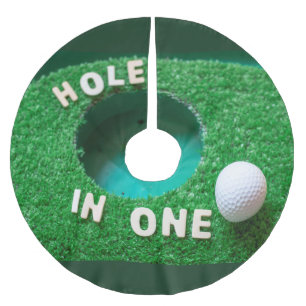 Golf Weihnachten mit einem Golfballloch in einem Polyester Weihnachtsbaumdecke