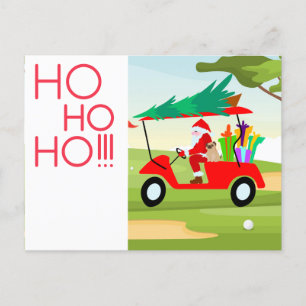 Golf Weihnachten mit Golf-Karren mit Baum