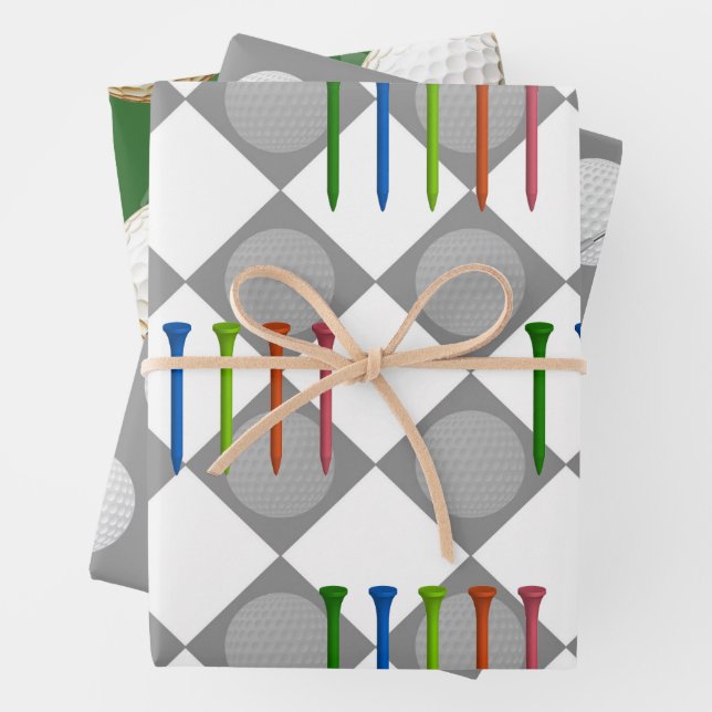 Golf Weihnachten mit GOLF Thema Geschenkpapier Set (Beispiel)