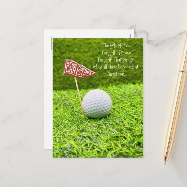 Golf Weihnachten mit Golfball auf grünem Gras (Vorderseite/Rückseite Beispiel)