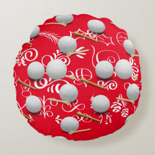 Golf Weihnachten mit Golfball für Golfer Rundes Kissen