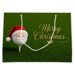 Golf-Weihnachten mit Golfball mit Santa-Hut Große Geschenktüte