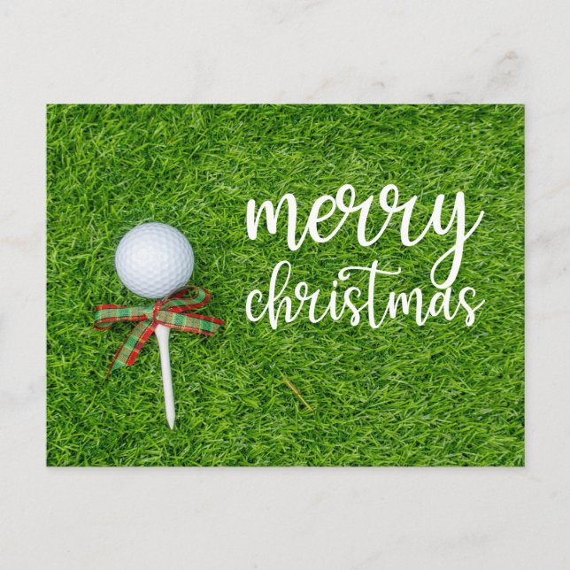 Golf Weihnachten mit Golfball und Tee mit Band (Vorderseite)