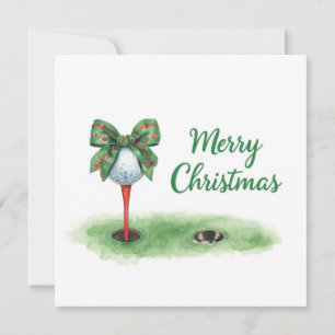 Golf Weihnachten mit Golfball und Tee mit Band