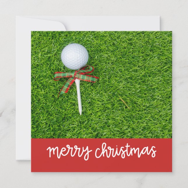 Golf Weihnachten mit Golfball und Tee mit Band (Vorderseite)