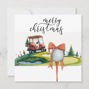 Golf Weihnachten mit Golfball und Tee mit Band