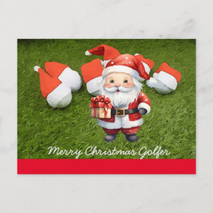 Golf Weihnachten mit Golfball Weihnachtsmann hat Postkarte
