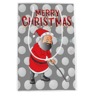 Golf Weihnachten mit Santa Golf Ball und Tee Mittlere Geschenktüte