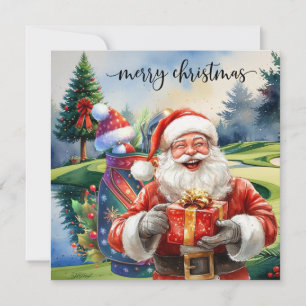 Golf Weihnachten mit Santa Golfer auf Golfplatz