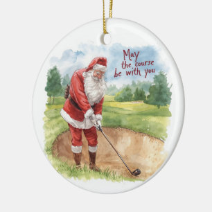 Golf Weihnachten mit Santa Golfer auf Golfplatz Keramik Ornament