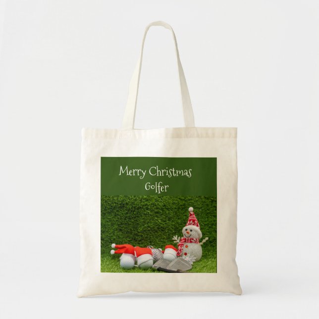 Golf Weihnachten mit Snowman und Golfbälle Santa Tragetasche (Vorne)