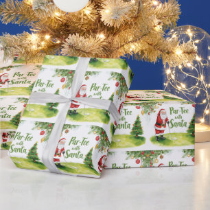 Golf Weihnachten mit Weihnachtsmann mit lustigem T Geschenkpapier
