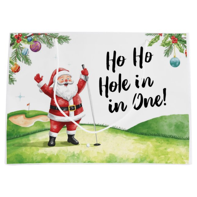 Golf Weihnachten mit Weihnachtsmann mit lustigem T Große Geschenktüte (Vorderseite)