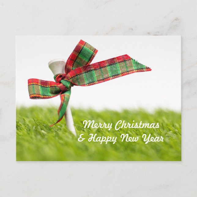 Golf Weihnachten & Neues Jahr mit Golfball und Pin Postkarte (Vorderseite)