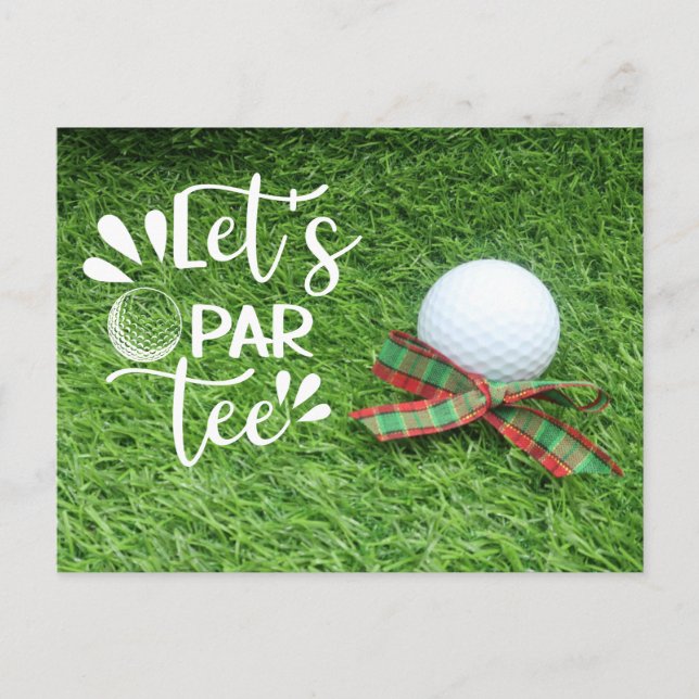 Golf Weihnachten Party Einladung für Golfer Postkarte (Vorderseite)