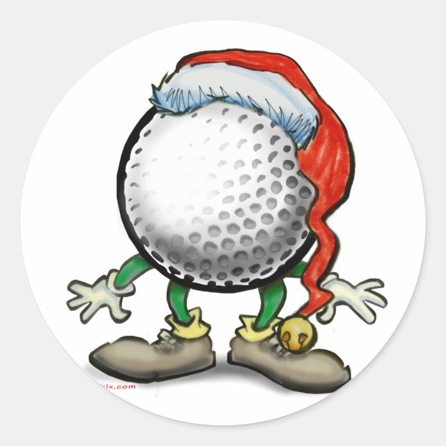 Golf Weihnachten Runder Aufkleber (Vorderseite)