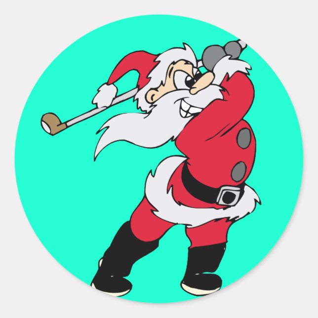 Golf Weihnachten Runder Aufkleber (Vorderseite)