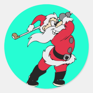 Golf Weihnachten Runder Aufkleber