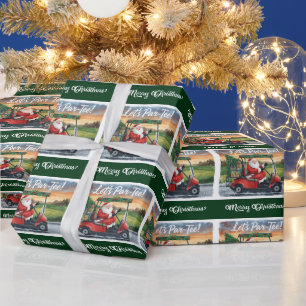 Golf Weihnachten Santa Claus fährt Golfcart Geschenkpapier