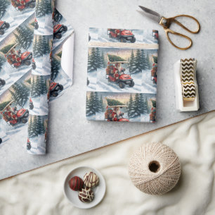 Golf Weihnachten Santa Claus fährt Golfcart Geschenkpapier