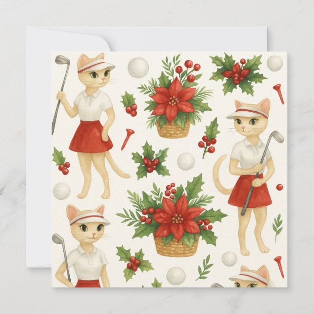 Golf Weihnachten Thema für Cat Frau Golfer (Vorderseite)