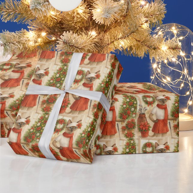 Golf Weihnachten Thema für Cat Frau Golfer Geschenkpapier (Feiertage)