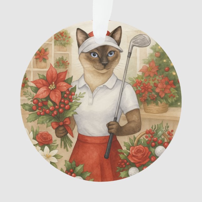 Golf Weihnachten Thema für Cat Frau Golfer Ornament (Vorderseite)
