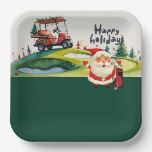 Golf Weihnachten Thema mit dem Weihnachtsklub Pappteller