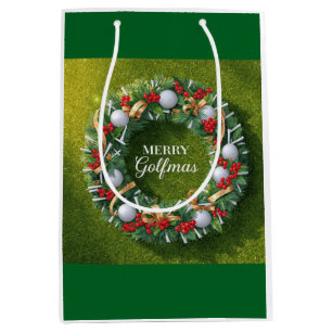 Golf Weihnachten Thema mit Kranz Mittlere Geschenktüte