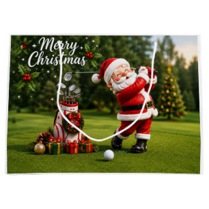 Golf Weihnachten Thema mit Santa Golfen Große Geschenktüte